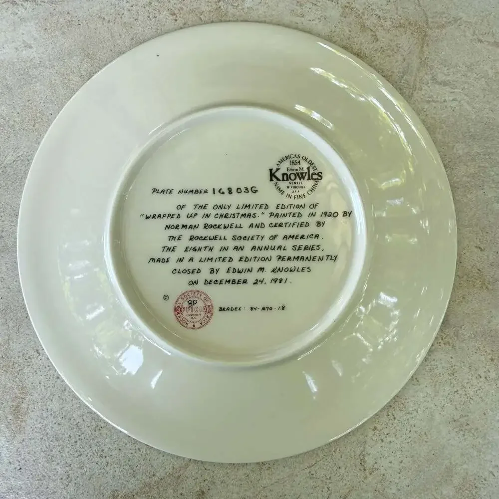 Norman Rockwell 'Wrapped Up in Christmas' 1981 Collector Plate